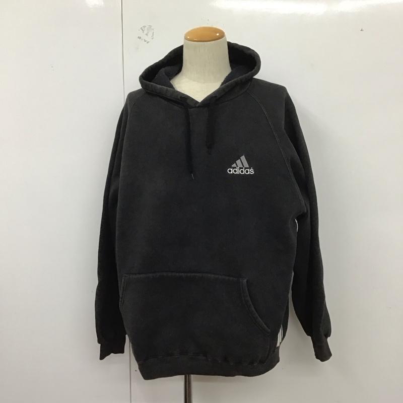 アディダス adidas パーカー 長袖 長袖パーカー プルオーバーパーカー スウェット 80s 90s XL ロゴ、文字 黒 / ブラック /  メンズ USED 古着 中古 10127330