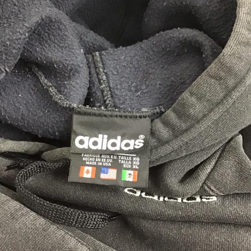 アディダス adidas パーカー 長袖 長袖パーカー プルオーバーパーカー スウェット 80s 90s XL ロゴ、文字 黒 / ブラック /  メンズ USED 古着 中古 10127330