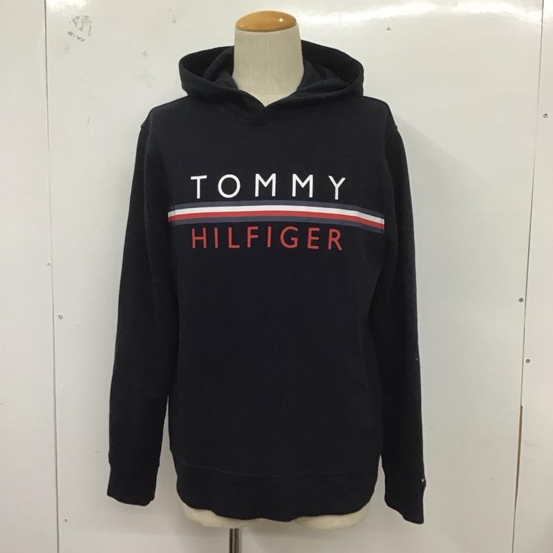 トミーヒルフィガー TOMMY HILFIGER パーカー 長袖 長袖パーカー プルオーバーパーカー スウェット M ロゴ、文字 紺 / ネイビー /  メンズ USED 古着 中古 10127337