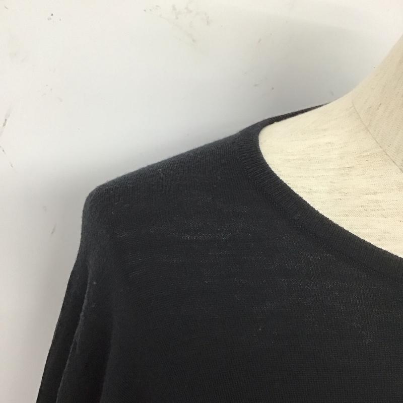 ジョンスメドレー JOHN SMEDLEY カットソー 長袖 長袖ニットカットソー クルーネック セーター L 無地 黒 / ブラック /  メンズ USED 古着 中古 10127364
