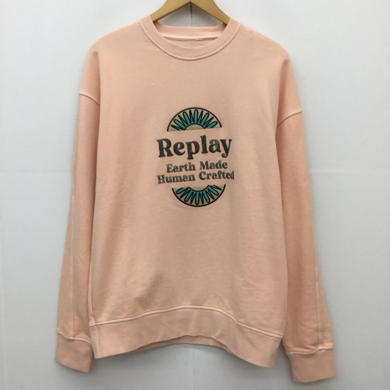 リプレイ REPLAY トレーナー 長袖 M6156.000.23316E　スウェット EARTH MADE HUMAN CRAFTED スウェットシャツ L ロゴ、文字 桃 / ピンク /  メンズ USED 古着 中古 10127367