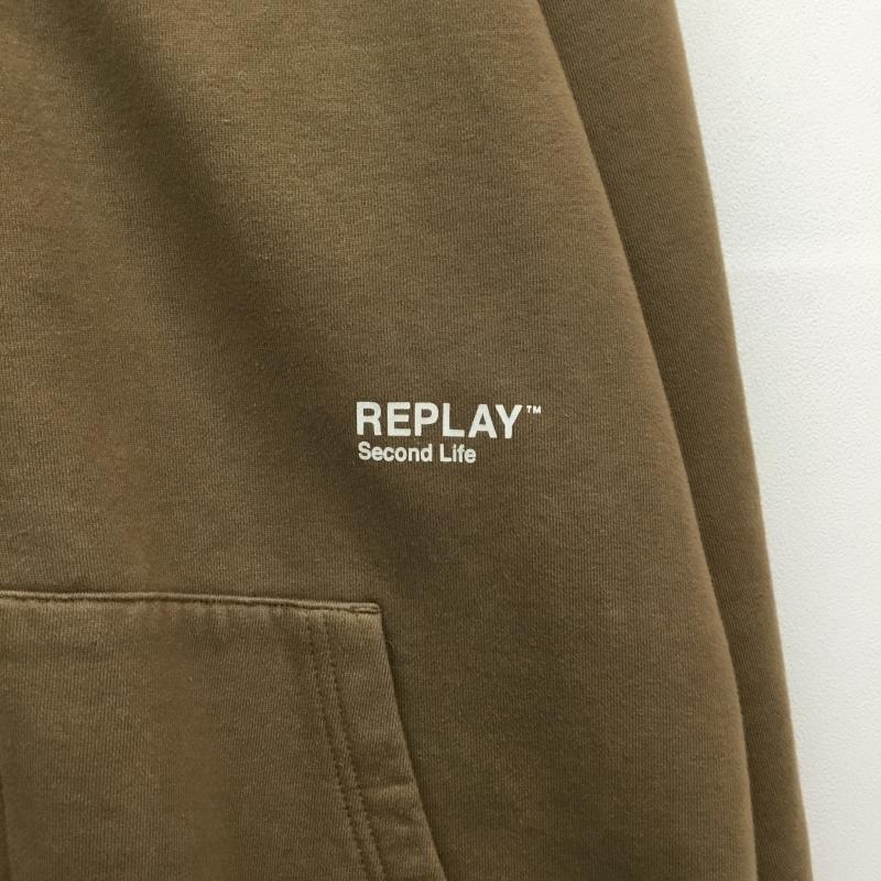 リプレイ REPLAY パーカー 長袖 M6053.000.23040P SECOND LIFE ジップアップパーカー XL ロゴ、文字 茶 / ブラウン /  メンズ USED 古着 中古 10127368