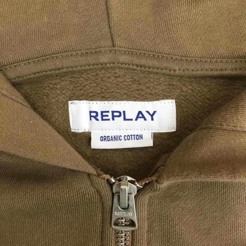 リプレイ REPLAY パーカー 長袖 M6053.000.23040P SECOND LIFE ジップアップパーカー XL ロゴ、文字 茶 / ブラウン /  メンズ USED 古着 中古 10127368