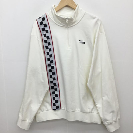 バンズ VANS トレーナー 長袖 VN0008HGFS8 Vans Race Day Q Zip L ロゴ、文字 X チェック 白 / ホワイト /  メンズ USED 古着 中古 10127373