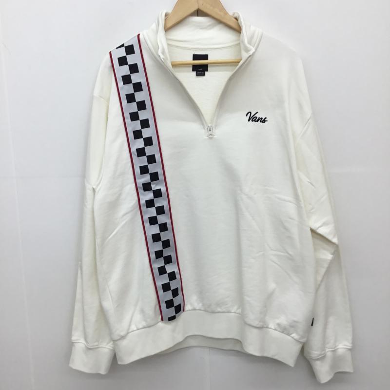 バンズ VANS トレーナー 長袖 VN0008HGFS8 Vans Race Day Q Zip L ロゴ、文字 X チェック 白 / ホワイト /  メンズ USED 古着 中古 10127373