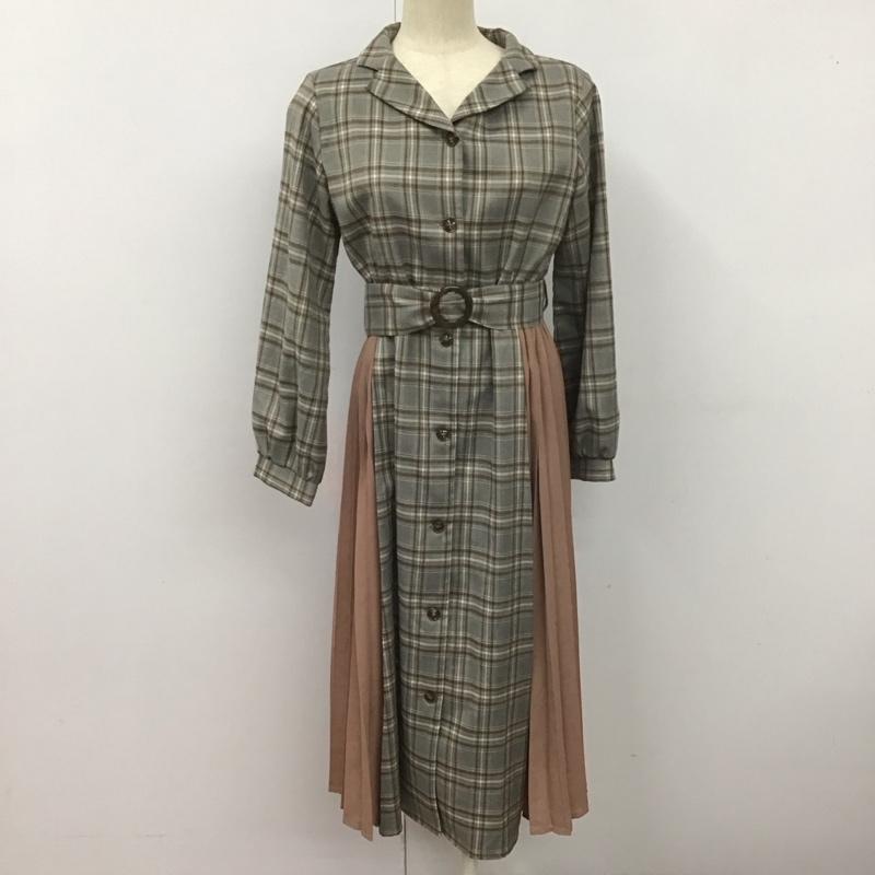 マジェスティックレゴン MAJESTIC LEGON ワンピース ロングスカート 長袖ロングワンピース 前開きシャツワンピース フレアスカート M チェック マルチカラー / マルチカラー /  レディース USED 古着 中古 10127392
