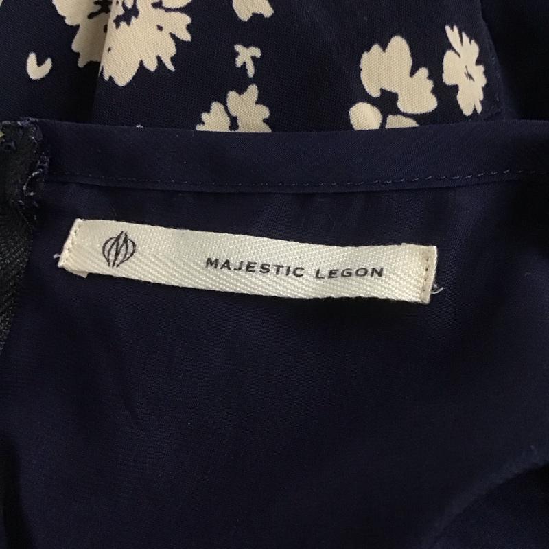 マジェスティックレゴン MAJESTIC LEGON ワンピース ひざ丈スカート 長袖ワンピース 花柄ワンピース フレアスカート FREE プリント 紺 / ネイビー /  レディース USED 古着 中古 10127395