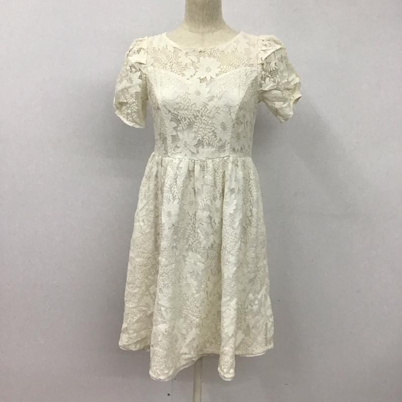 ダズリン dazzlin ワンピース ひざ丈スカート 半袖ワンピース フレアスカート クルーネック M 総柄 白 / ホワイト /  メンズ USED 古着 中古 10127398