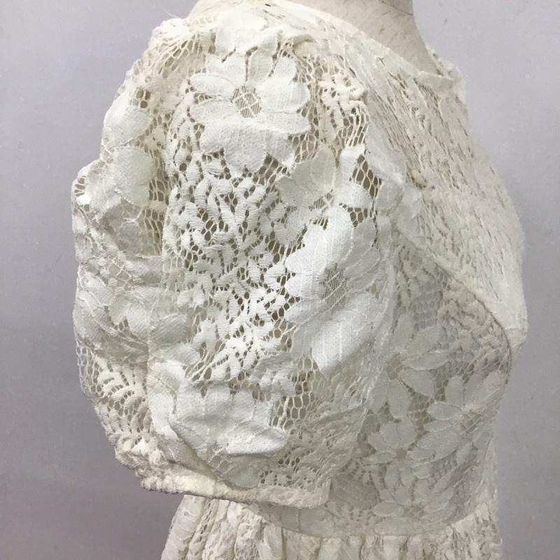 ダズリン dazzlin ワンピース ひざ丈スカート 半袖ワンピース フレアスカート クルーネック M 総柄 白 / ホワイト /  メンズ USED 古着 中古 10127398