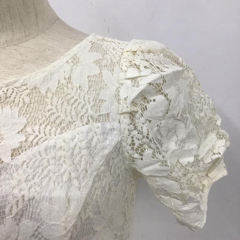 ダズリン dazzlin ワンピース ひざ丈スカート 半袖ワンピース フレアスカート クルーネック M 総柄 白 / ホワイト /  メンズ USED 古着 中古 10127398