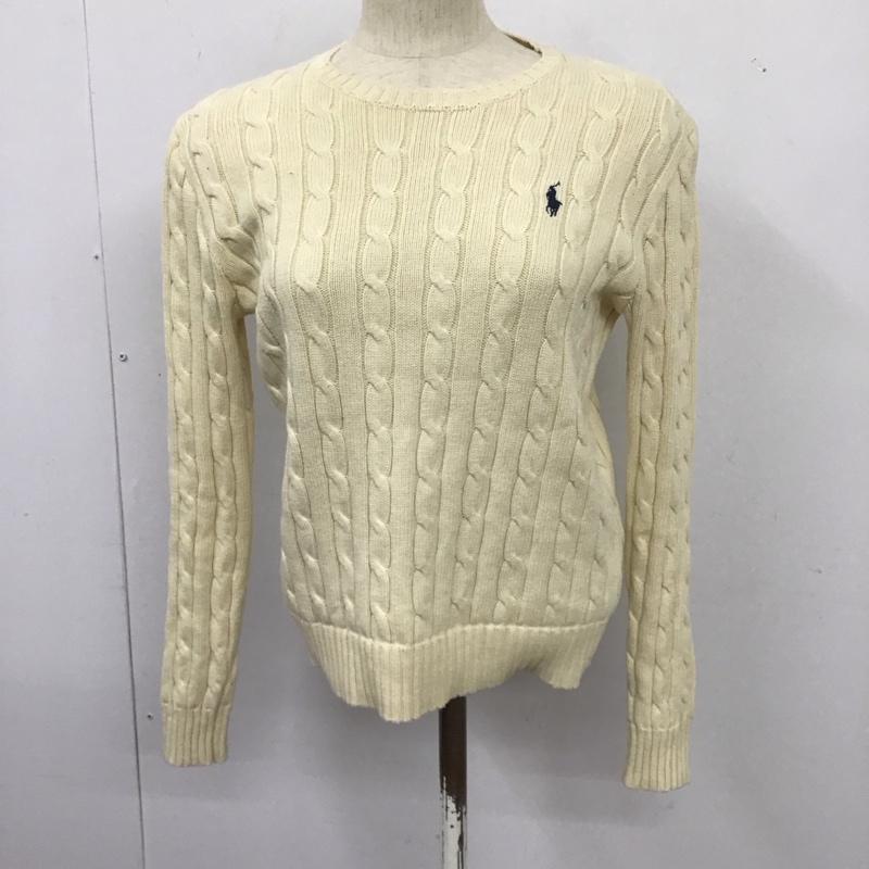 ポロラルフローレン POLO RALPH LAUREN ニット、セーター 長袖 長袖ニットカットソー クルーネック セーター S 無地 アイボリー / アイボリー /  レディース USED 古着 中古 10127404