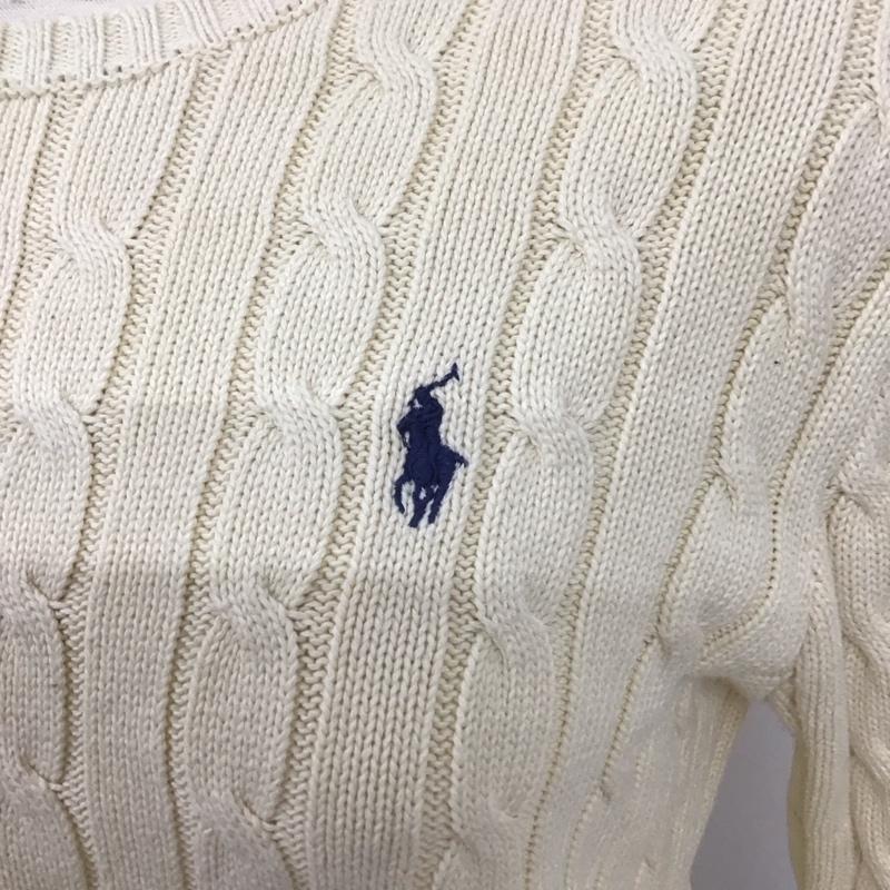 ポロラルフローレン POLO RALPH LAUREN ニット、セーター 長袖 長袖ニットカットソー クルーネック セーター S 無地 アイボリー / アイボリー /  レディース USED 古着 中古 10127404