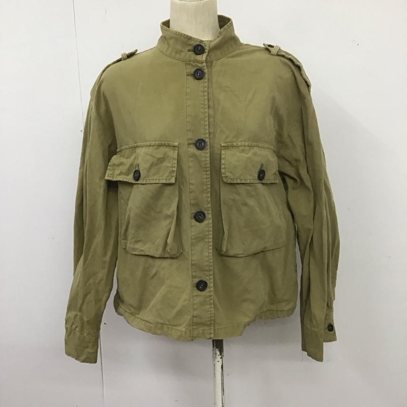 ザラ ZARA ジャケット、上着 ジャケット、ブレザー ジャケット アウター ノーカラージャケット ミリタリージャケット M 無地 カーキ / カーキ /  レディース USED 古着 中古 10127405
