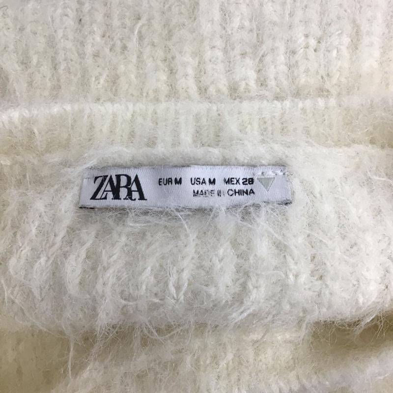 ザラ ZARA ニット、セーター 長袖 長袖ニットカットソー クルーネック セーター M 無地 白 / ホワイト /  レディース USED 古着 中古 10127406