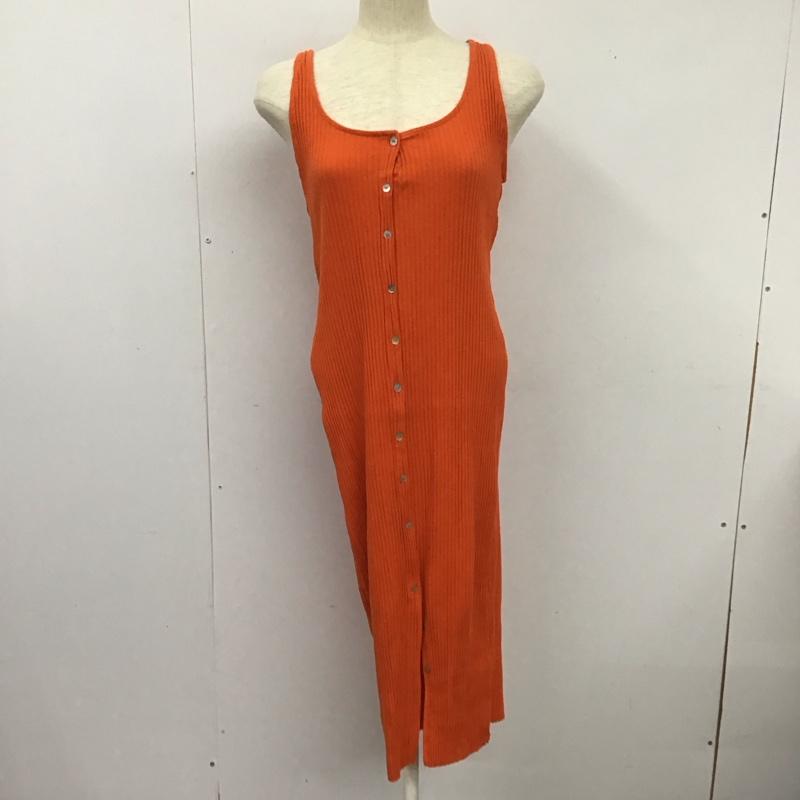 ザラ ZARA ワンピース ロングスカート ノースリーブロングワンピース リブワンピース 前開き L 無地 橙 / オレンジ /  レディース USED 古着 中古 10127408