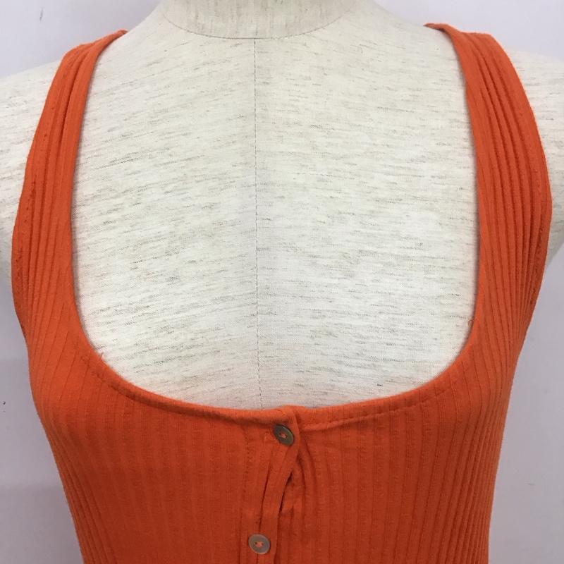 ザラ ZARA ワンピース ロングスカート ノースリーブロングワンピース リブワンピース 前開き L 無地 橙 / オレンジ /  レディース USED 古着 中古 10127408