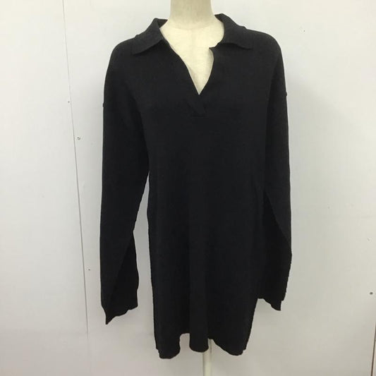 スライ SLY ワンピース ミニスカート 030gaz73-1690 COLLARKNITショートワンピース 長袖ニット 1 無地 黒 / ブラック /  レディース USED 古着 中古 10127410