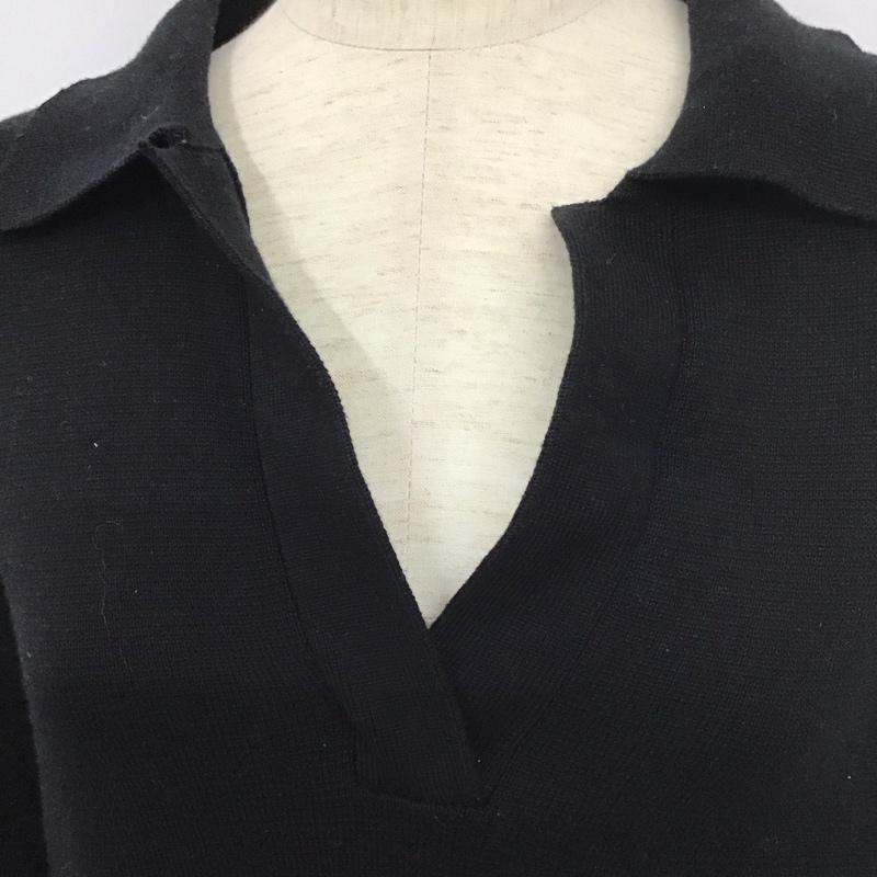 スライ SLY ワンピース ミニスカート 030gaz73-1690 COLLARKNITショートワンピース 長袖ニット 1 無地 黒 / ブラック /  レディース USED 古着 中古 10127410