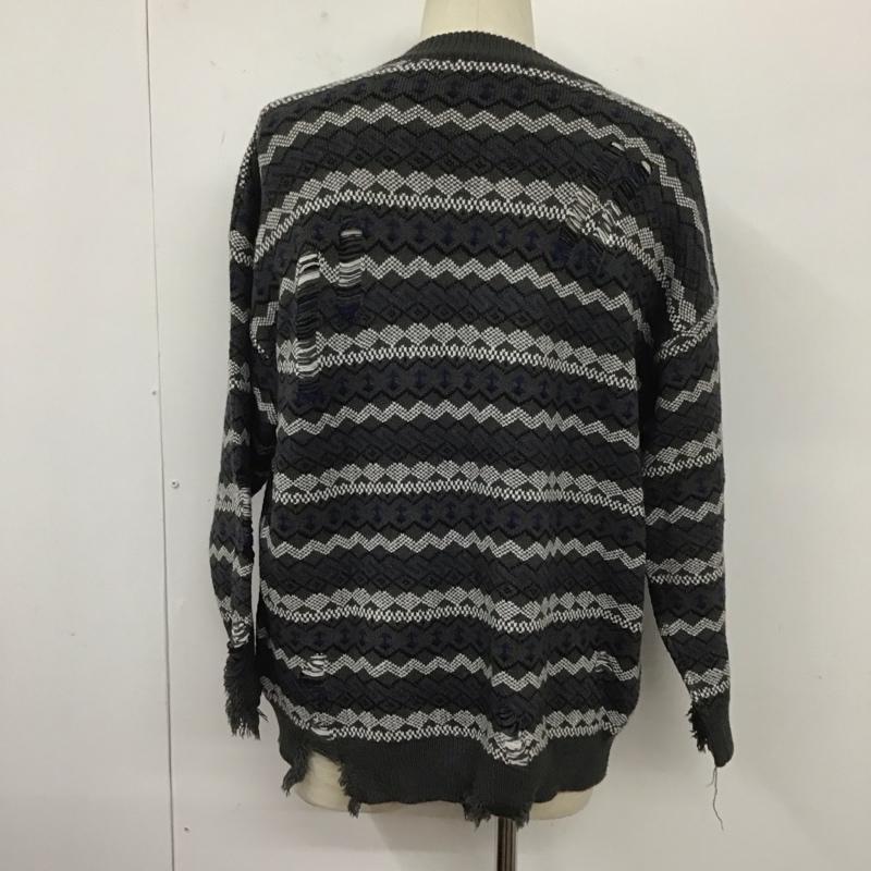古着 USED ニット、セーター 長袖 長袖ニットカットソー クルーネック セーター M プリント 灰 / グレー /  メンズ USED 古着 中古 10127418