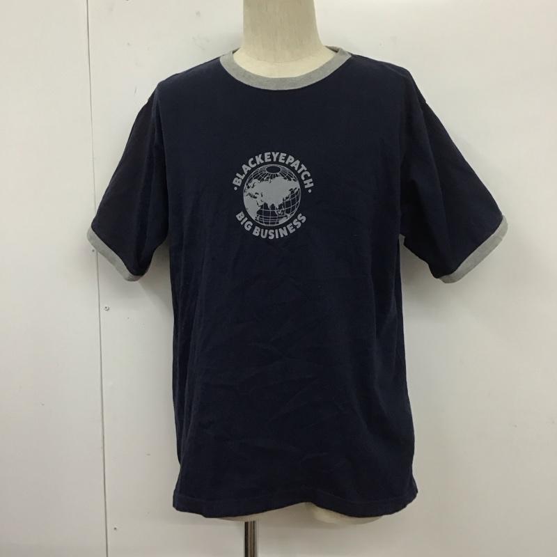ブラックアイパッチ Black eye patch Tシャツ 半袖 半袖カットソー プリントTシャツ クルーネックカットソー M プリント 紺 / ネイビー /  メンズ USED 古着 中古 10127420