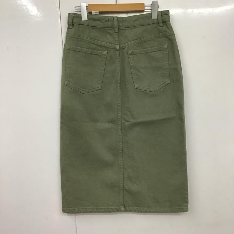 ザラ ZARA スカート ひざ丈スカート デニムスカート センタースリット タイトスカート M 無地 カーキ / カーキ /  レディース USED 古着 中古 10127442