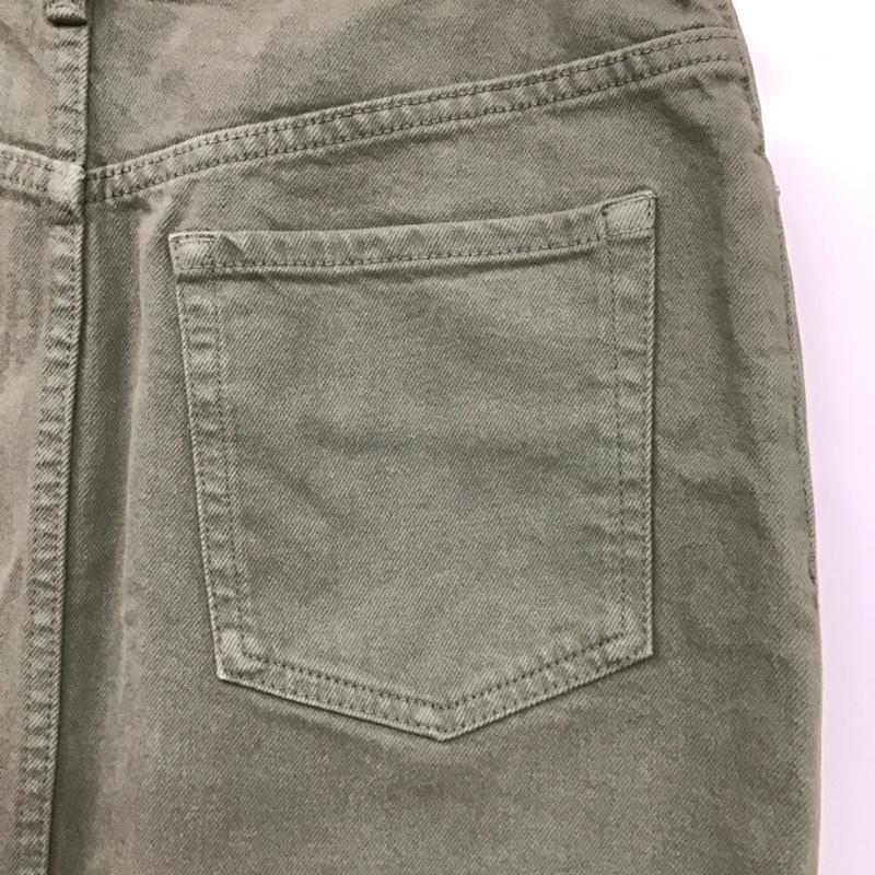 ザラ ZARA スカート ひざ丈スカート デニムスカート センタースリット タイトスカート M 無地 カーキ / カーキ /  レディース USED 古着 中古 10127442