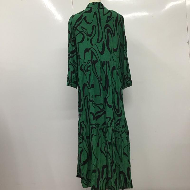ザラ ZARA ワンピース ロングスカート 長袖ワンピース ロングワンピース フレアスカート S プリント 緑 / グリーン /  レディース USED 古着 中古 10127458