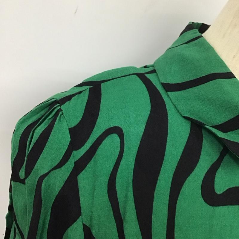 ザラ ZARA ワンピース ロングスカート 長袖ワンピース ロングワンピース フレアスカート S プリント 緑 / グリーン /  レディース USED 古着 中古 10127458