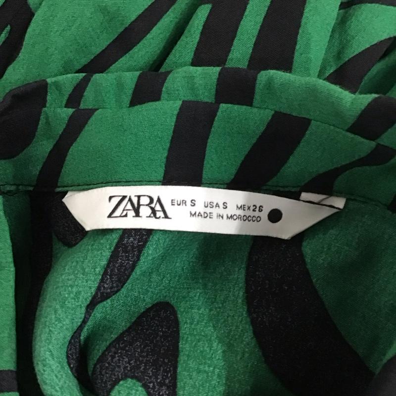 ザラ ZARA ワンピース ロングスカート 長袖ワンピース ロングワンピース フレアスカート S プリント 緑 / グリーン /  レディース USED 古着 中古 10127458