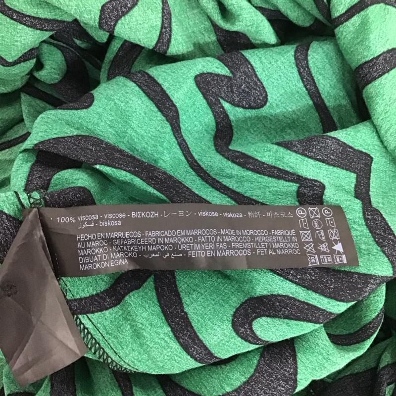 ザラ ZARA ワンピース ロングスカート 長袖ワンピース ロングワンピース フレアスカート S プリント 緑 / グリーン /  レディース USED 古着 中古 10127458