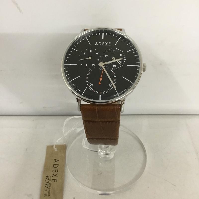 アデクス ADEXE 腕時計 アナログ（クォーツ式） 1868A-04 レザーバンド ロゴ、文字 茶 / ブラウン /  メンズ USED 古着 中古 10127481
