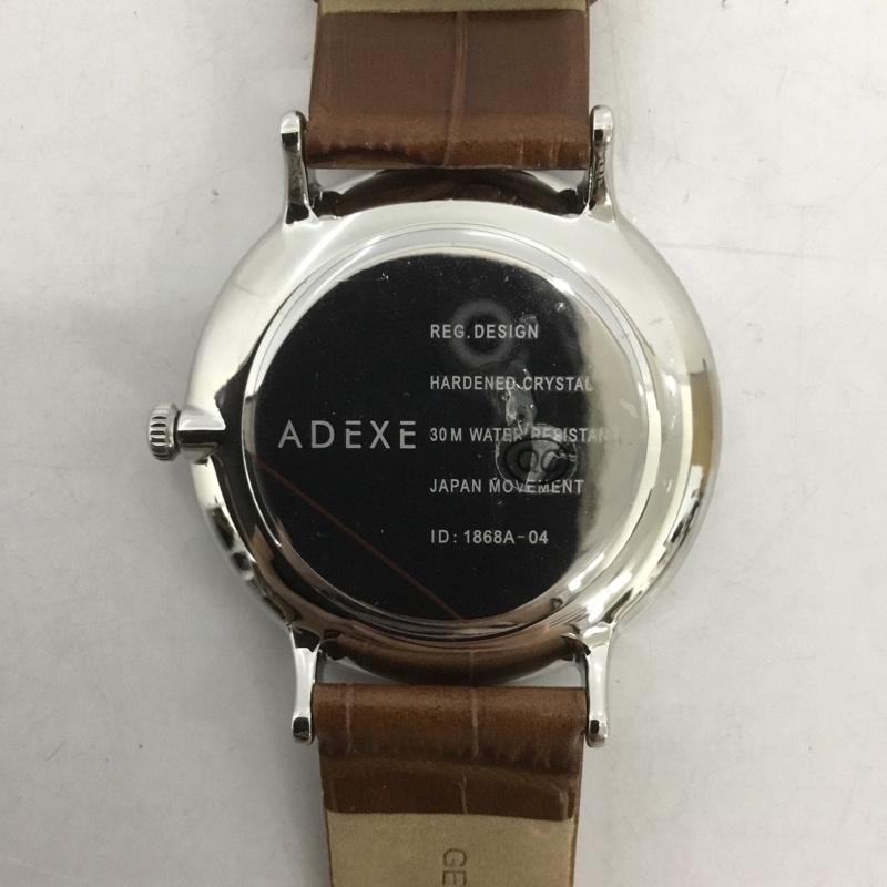 アデクス ADEXE 腕時計 アナログ（クォーツ式） 1868A-04 レザーバンド ロゴ、文字 茶 / ブラウン /  メンズ USED 古着 中古 10127481