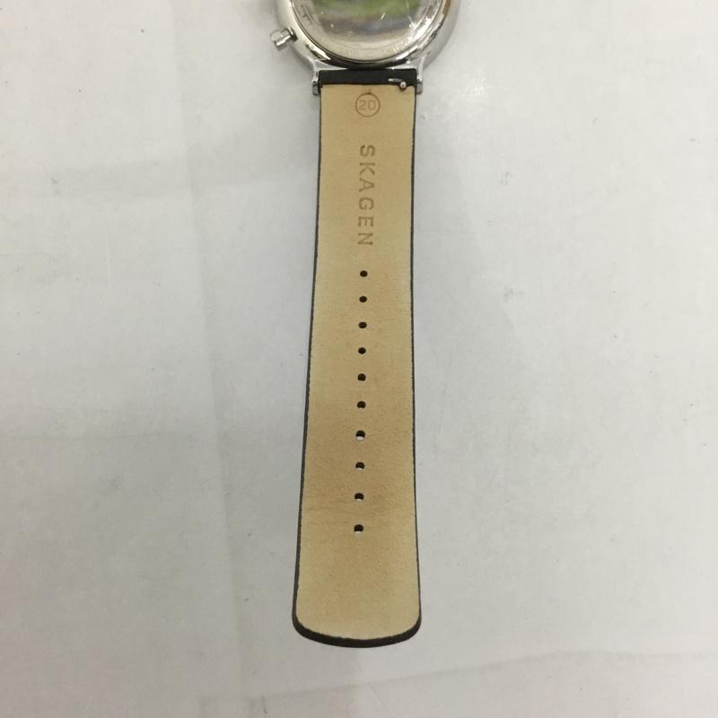 スカーゲン SKAGEN 腕時計 アナログ（クォーツ式） SKW6417 レザーベルト 箱有 ロゴ、文字 黒 / ブラック / X 紺 / ネイビー /  メンズ USED 古着 中古 10127492