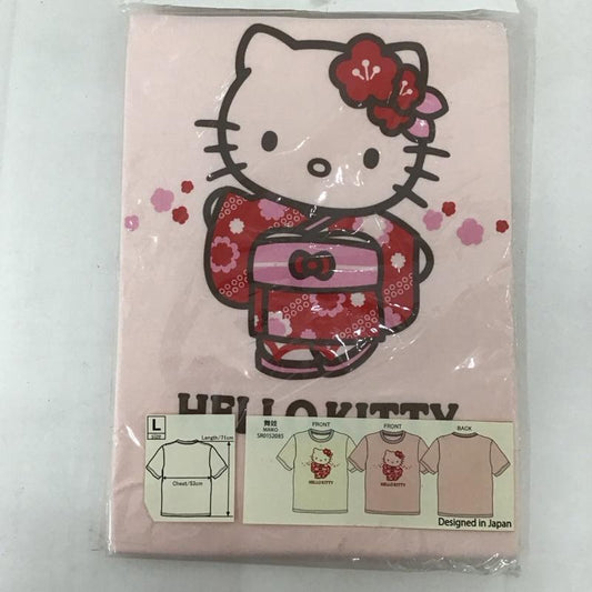 豊天商店 ぶーでんしょうてん Tシャツ 半袖 舞妓 キティ サンリオ キャラT L プリント X キャラクター 桃 / ピンク /  レディース USED 古着 中古 10127538