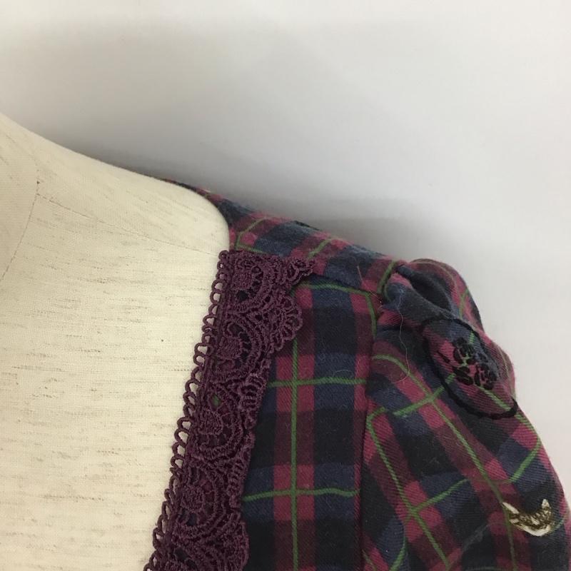 アクシーズファム axes femme ワンピース ひざ丈スカート 半袖ワンピース フレアスカート クルーネック M チェック マルチカラー / マルチカラー /  レディース USED 古着 中古 10127562