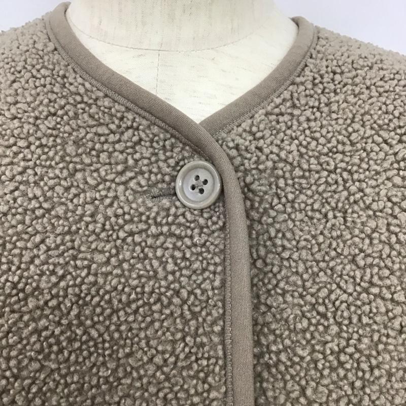 ユニクロ UNIQLO ジャケット、上着 ジャケット、ブレザー 241-408760 スムースヤーンフリースノーカラージャケット アウター L 無地 ベージュ / ベージュ /  レディース USED 古着 中古 10127586