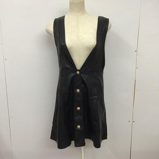 ザラ ZARA ベスト ベスト ベスト ノースリーブカットソー 前ボタン フェイクレザー XS 無地 黒 / ブラック /  レディース USED 古着 中古 10127595