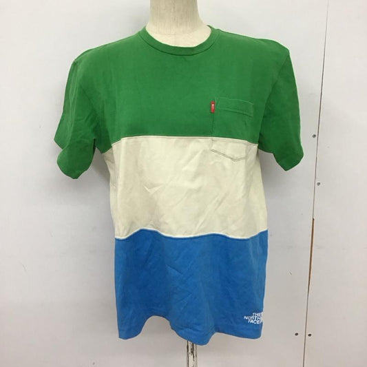 ザノースフェイス THE NORTH FACE Tシャツ 半袖 nt31212 セオアルファパネルティー 半袖カットソー プリントTシャツ M ボーダー柄 青 / ブルー / X 緑 / グリーン / X アイボリー / アイボリー /  レディース USED 古着 中古 10127600