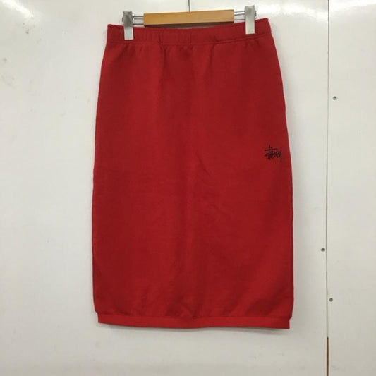 ステューシー STUSSY スカート ひざ丈スカート スウェットスカート カジュアルスカート バックスリット S 無地 赤 / レッド /  レディース USED 古着 中古 10127609