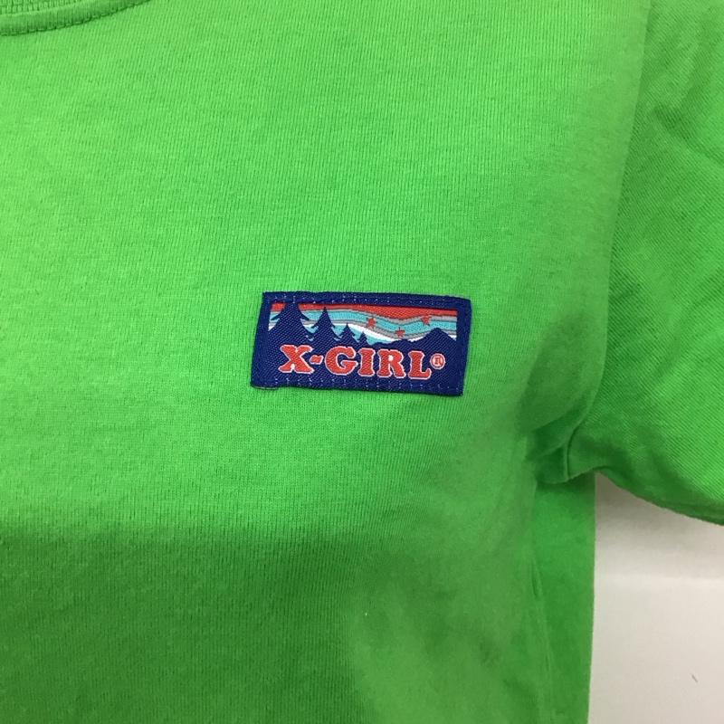 エックスガール X-girl Tシャツ 半袖 半袖カットソー プリントTシャツ クルーネックカットソー 1 ロゴ、文字 緑 / グリーン /  レディース USED 古着 中古 10127616