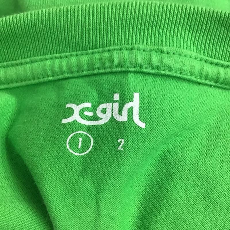 エックスガール X-girl Tシャツ 半袖 半袖カットソー プリントTシャツ クルーネックカットソー 1 ロゴ、文字 緑 / グリーン /  レディース USED 古着 中古 10127616