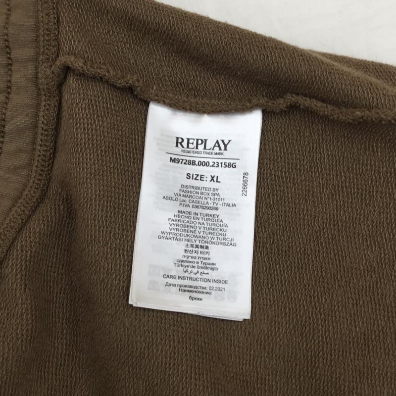 リプレイ REPLAY パンツ ワークパンツ、ペインターパンツ REPLAY　スウェットパンツ XL ロゴ、文字 茶 / ブラウン /  メンズ USED 古着 中古 10127632