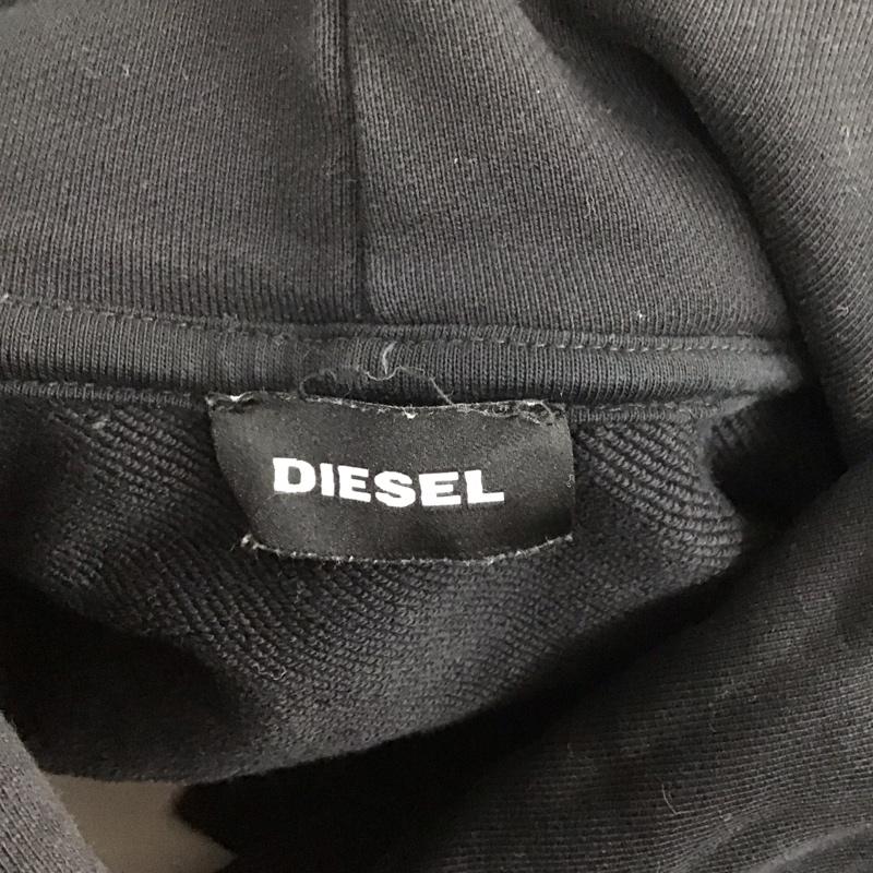 ディーゼル DIESEL パーカー 長袖 長袖パーカー プルオーバーパーカー スウェット M ロゴ、文字 黒 / ブラック /  メンズ USED 古着 中古 10127636