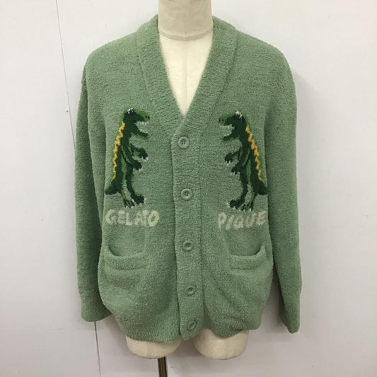 ジェラートピケオム GELATO PIQUE HOMME カーディガン 長袖 pmnt245945 パウダーダイナソージャガードカーディガン ルームウェア M プリント 緑 / グリーン /  メンズ USED 古着 中古 10127641
