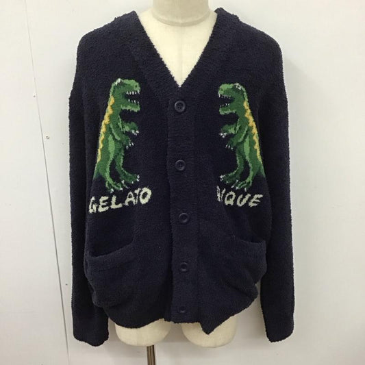 ジェラードピケオム GELATO PIQUE HOMME カーディガン 長袖 pmnt245945 パウダーダイナソージャガードカーディガン ルームウェア L プリント 紺 / ネイビー /  メンズ USED 古着 中古 10127642