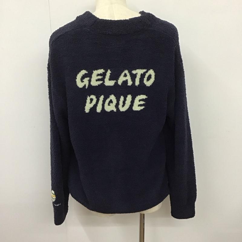 ジェラードピケオム GELATO PIQUE HOMME カーディガン 長袖 pmnt245945 パウダーダイナソージャガードカーディガン ルームウェア L プリント 紺 / ネイビー /  メンズ USED 古着 中古 10127642