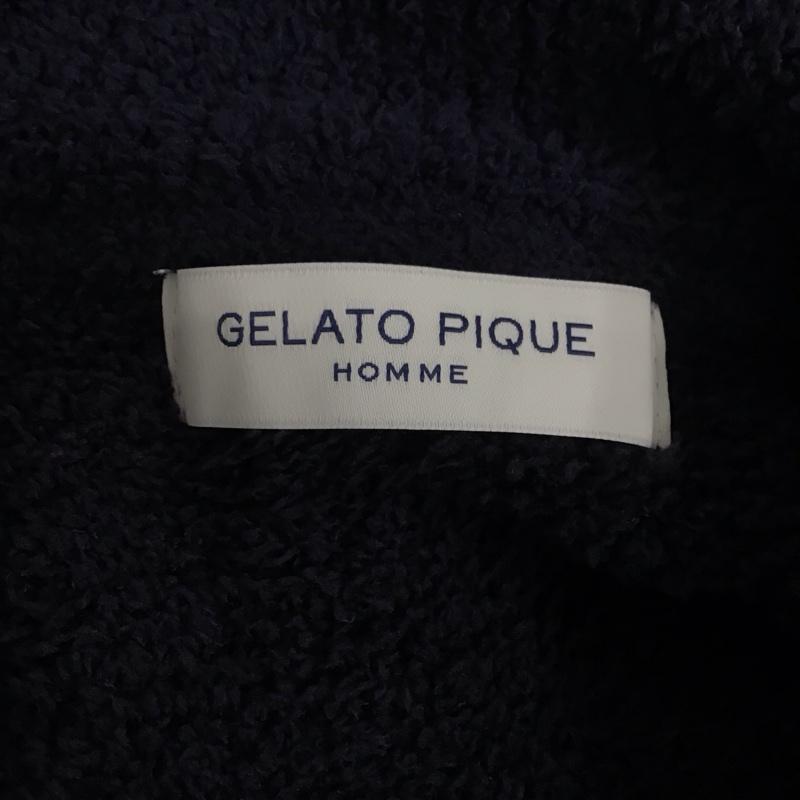 ジェラードピケオム GELATO PIQUE HOMME カーディガン 長袖 pmnt245945 パウダーダイナソージャガードカーディガン ルームウェア L プリント 紺 / ネイビー /  メンズ USED 古着 中古 10127642