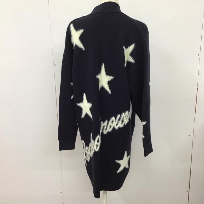 ロデオクラウンズ Rodeo Crowns カーディガン 長袖 429ear70-0500 STARロングニットカーディガン 前開き FREE 総柄 紺 / ネイビー /  レディース USED 古着 中古 10127649