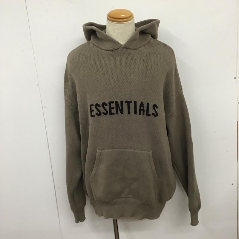 エッセンシャルズ ESSENTIALS パーカー 長袖 長袖パーカー プルオーバーパーカー ニットパーカー XL ロゴ、文字 灰 / グレー /  メンズ USED 古着 中古 10127651