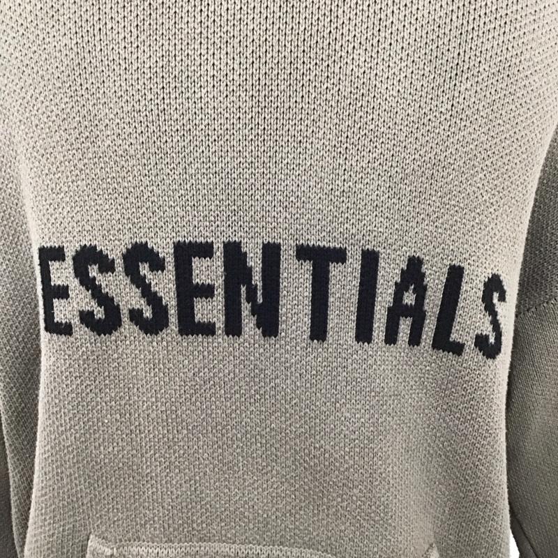 エッセンシャルズ ESSENTIALS パーカー 長袖 長袖パーカー プルオーバーパーカー ニットパーカー XL ロゴ、文字 灰 / グレー /  メンズ USED 古着 中古 10127651